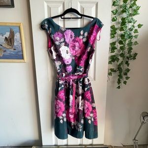 Floral Elisa J Cocktail Pink Print Dress Size 12
